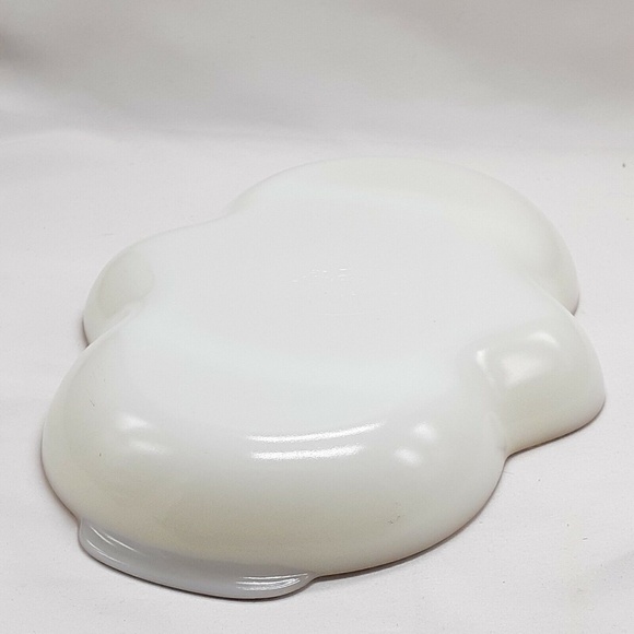 Vintage Fire King 11.25" White Milk Glass with Gold Trim Divided Dish - Picture 2 of 4